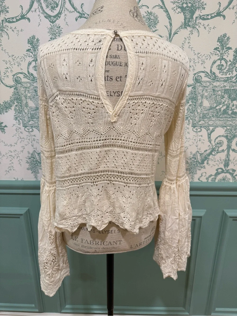 Free People “Once Upon a Time” Knit Bell Sleeve Top